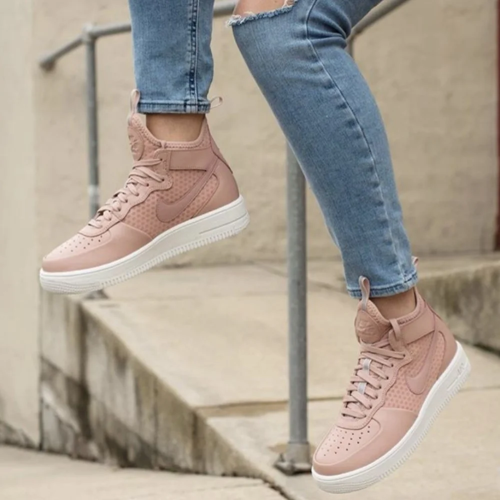 Nike Women's Air Force 1 Ultraforce Mid Lace-Up Sneakers Pink Size 10